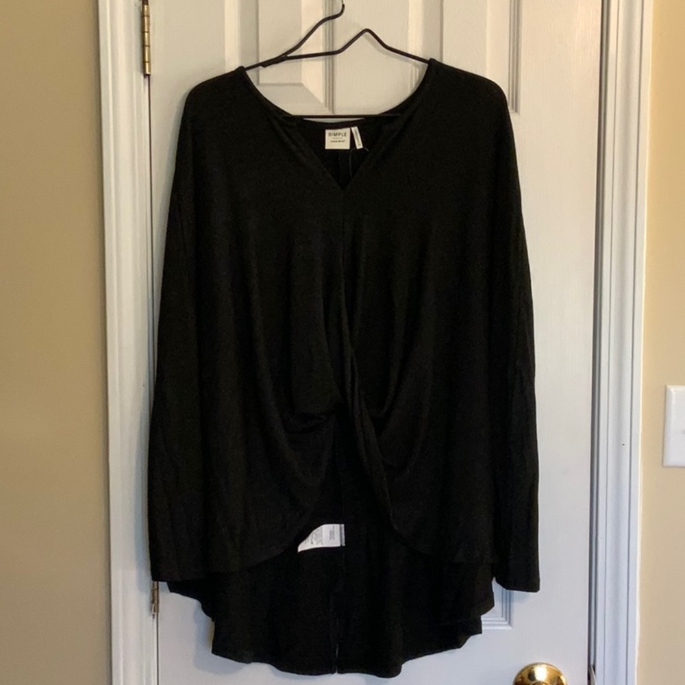 Black Twist-Front Notch Collar Top